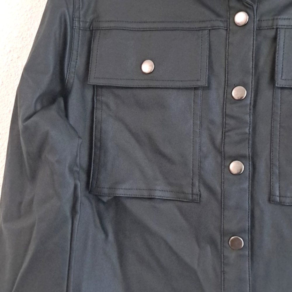 GB Girls Coated Button Front Double Pocket Shirt Jacket - Picture 2 of 4